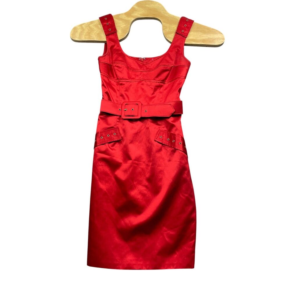 Yoana Baraschi 2 Belted Dress Lined in Polyester Tangerine Cotton Silk